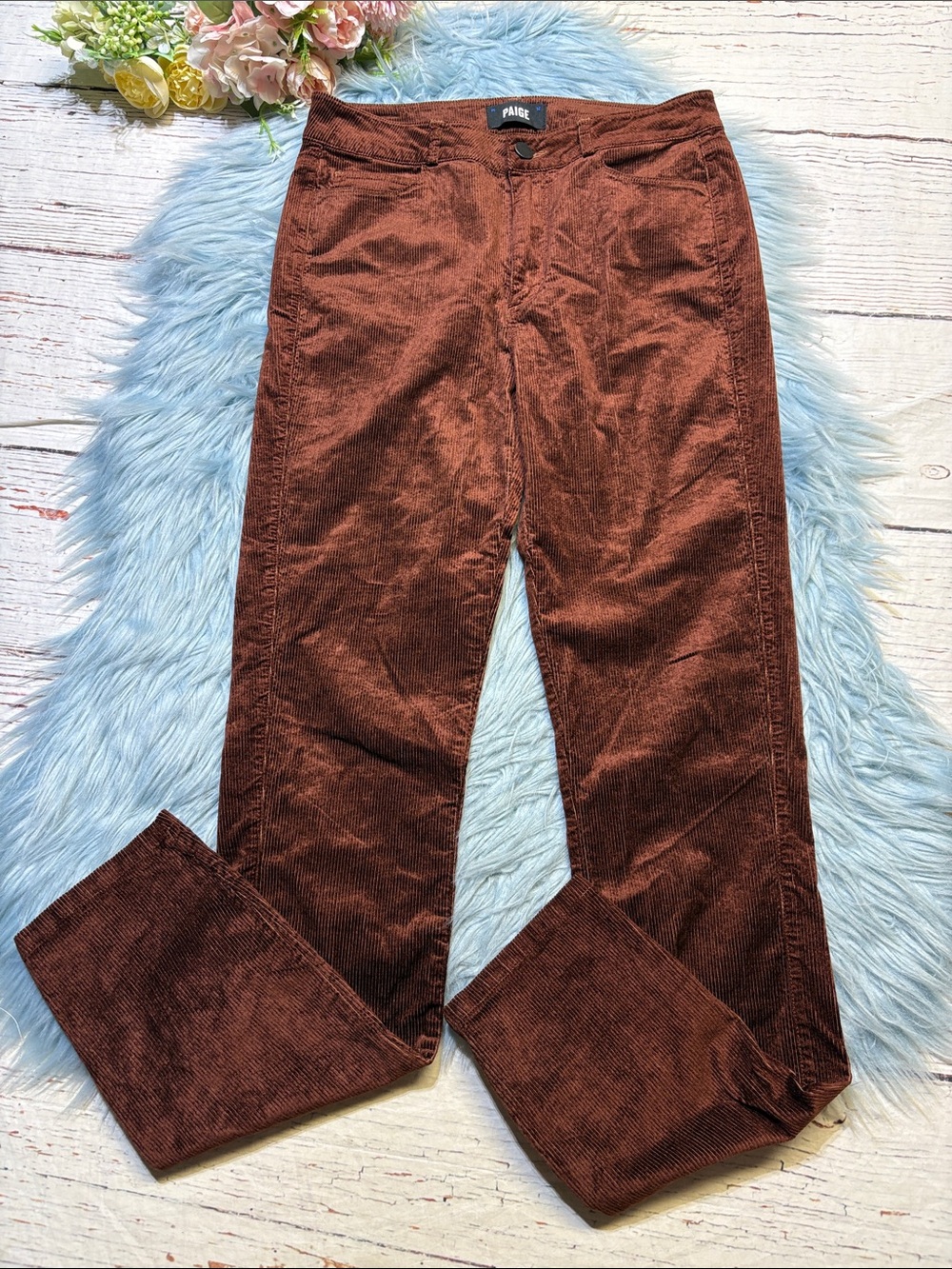 PAIGE Cappuccino Corduroy Hoxton Ultra Skinny Pants sz 27